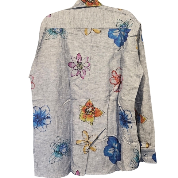 Mens Haupt Germany XL Woven Linen Cotton Button Down Shirt Floral Modern Fit NWT - Picture 2 of 14